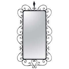 Large Beveled Mirror in a Wrought-Iron Frame - France, 1940's