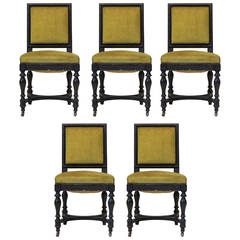 Set of Five Napoleon III Laurel Leaf Motif Chairs, France, 19th Century