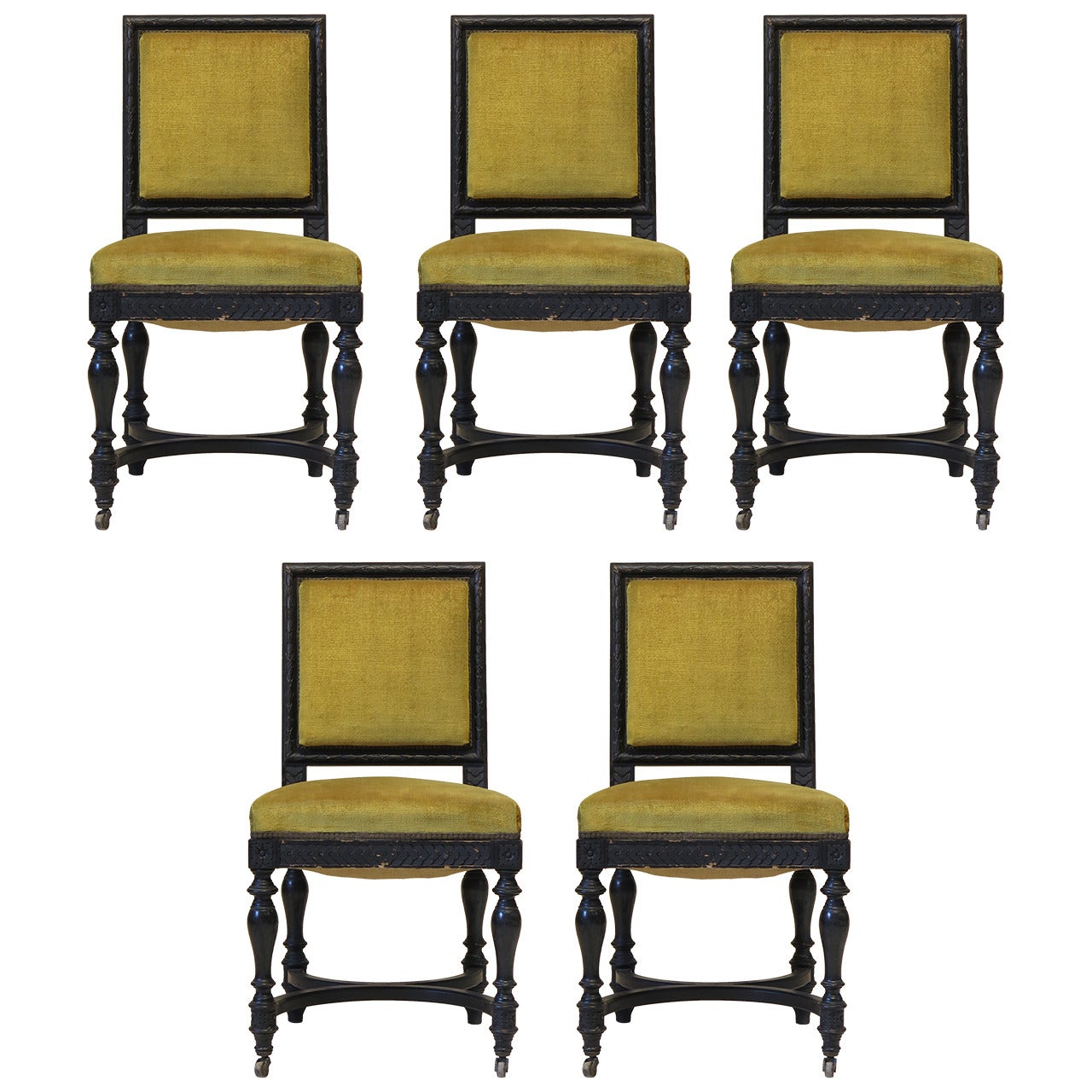 Set of Five Napoleon III Laurel Leaf Motif Chairs, France, 19th Century