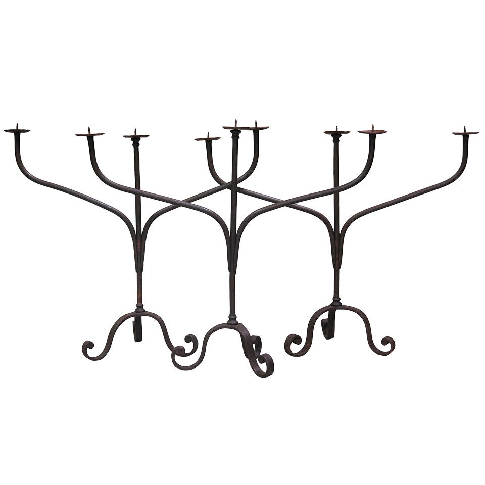 Wrought-Iron Candle Holder - France, 19th Century (3 Available) For Sale