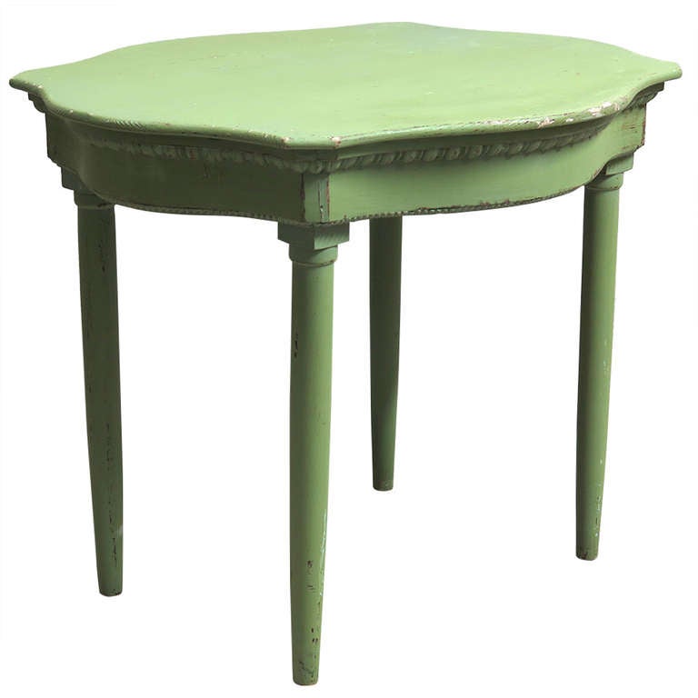 Small Serpentine Top Painted Table - France, 19th Century