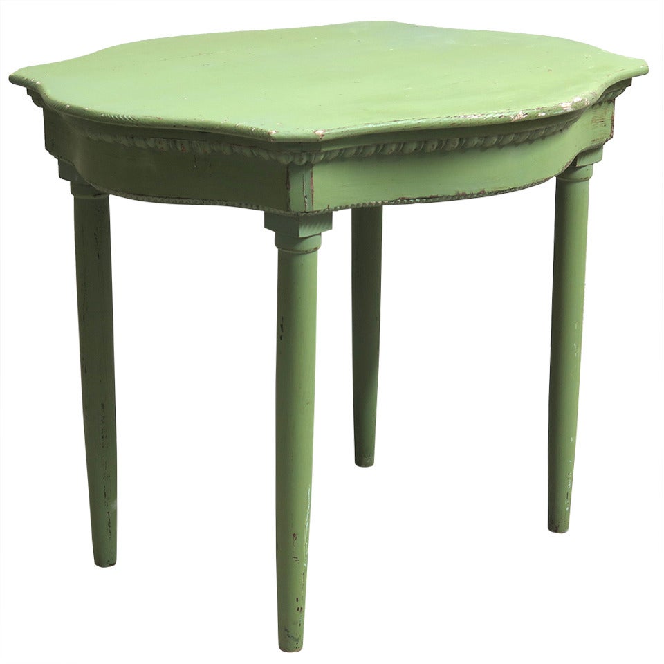 Small Serpentine Top Painted Table - France, 19th Century For Sale