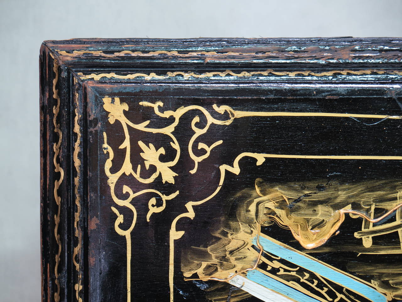 Large Chinese Style Lacquered Dining Table, France, 19th Century For Sale 1