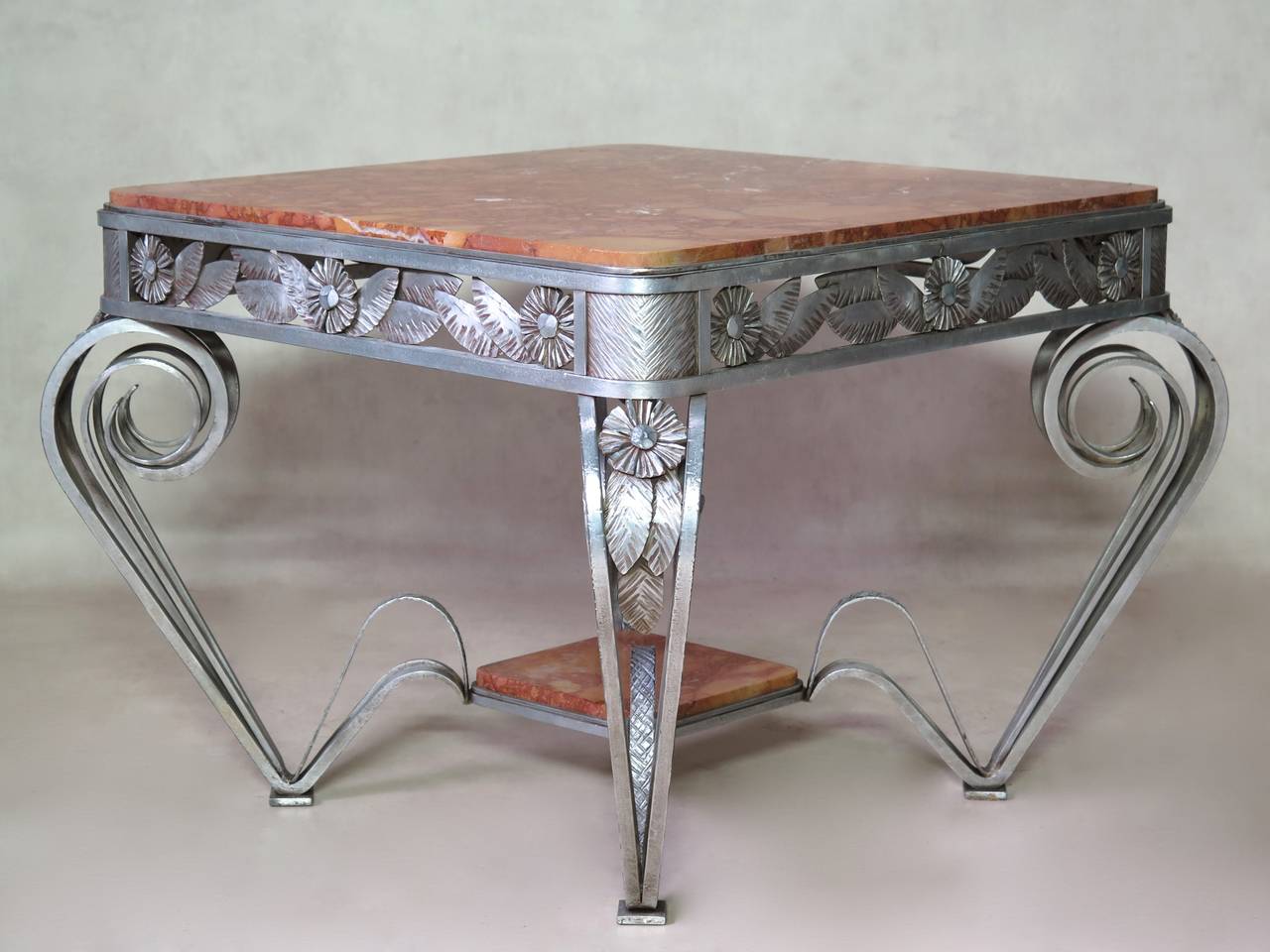 Mid-20th Century French Art Deco Wrought Iron and Marble 