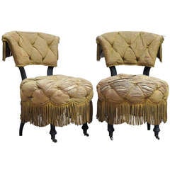 Antique Pair of Napoleon III Slipper Chairs - France, 19th Century