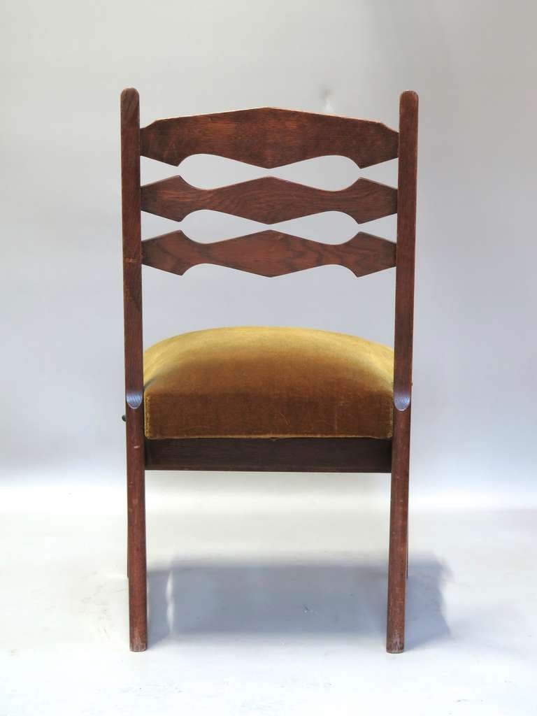 Mid-20th Century Quirky Set of Six Dining Chairs by Guillerme et Chambron, circa 1950s
