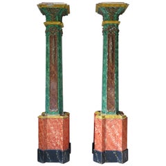 Monumentales Paar Trompe-l'œil-Säulen aus Marmor:: Frankreich:: 19