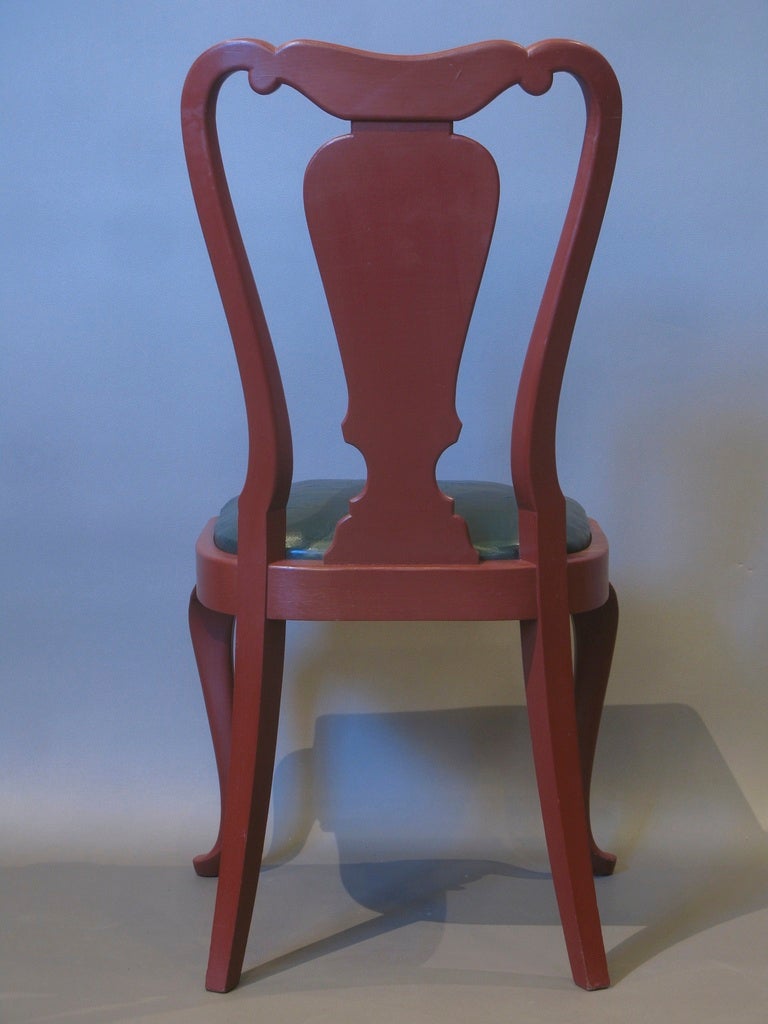 20ième siècle Ensemble de 6 chaises de style Queen Anne en vente
