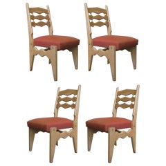 Set of 4 Mid-Century Dining Chairs by Guillerme et Chambron 2