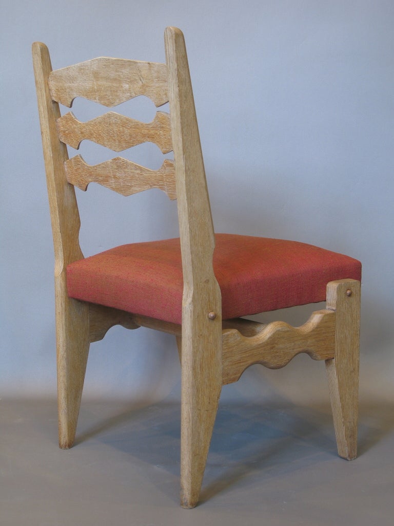 French Set of 4 Mid-Century Dining Chairs by Guillerme et Chambron