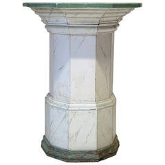 Demilune Marble Trompe L'oeil Pedestal, France, Late 19th Century