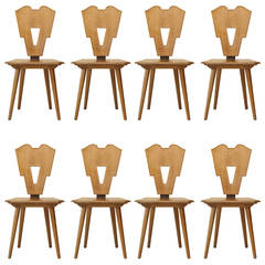Set of Eight Art Deco Style Dining Chairs, France, circa 1950s-1960s 1