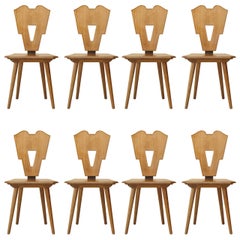 Set of Eight Art Deco Style Dining Chairs, France, circa 1950s-1960s