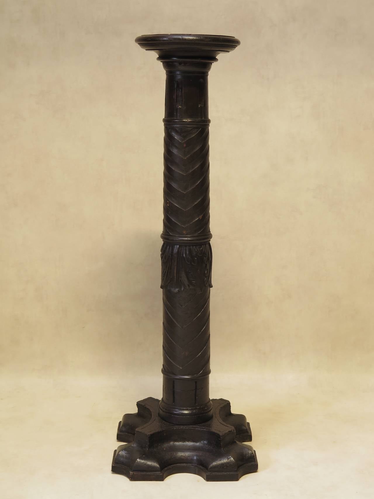 French Pair of Carved Wood Pedestals - France, 18th Century For Sale