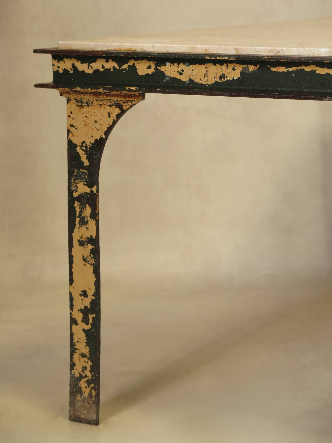 French Large Iron & Stone Coffee Table - France, 1950s For Sale