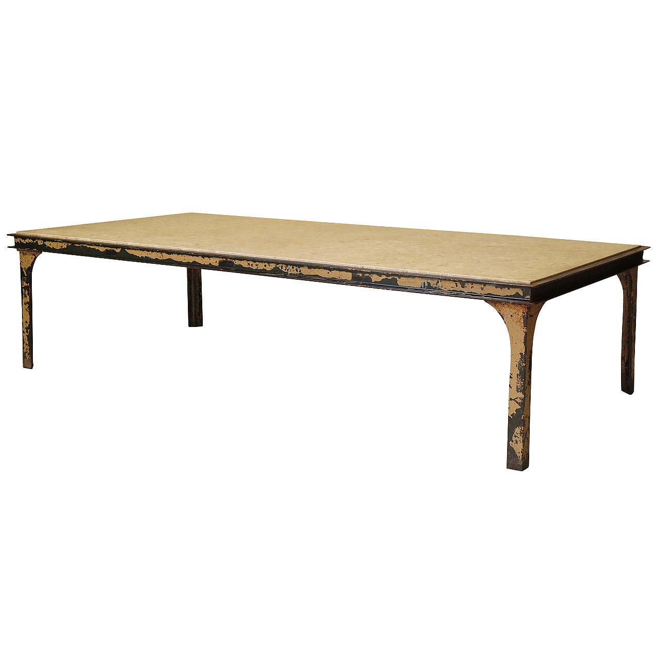 Grande table basse en fer & en pierre - France:: années 1950 en vente