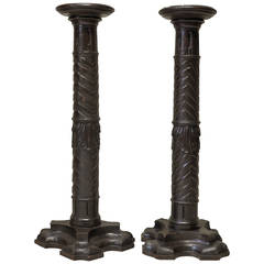 Pair of Carved Wood Pedestals - France, 18th Century