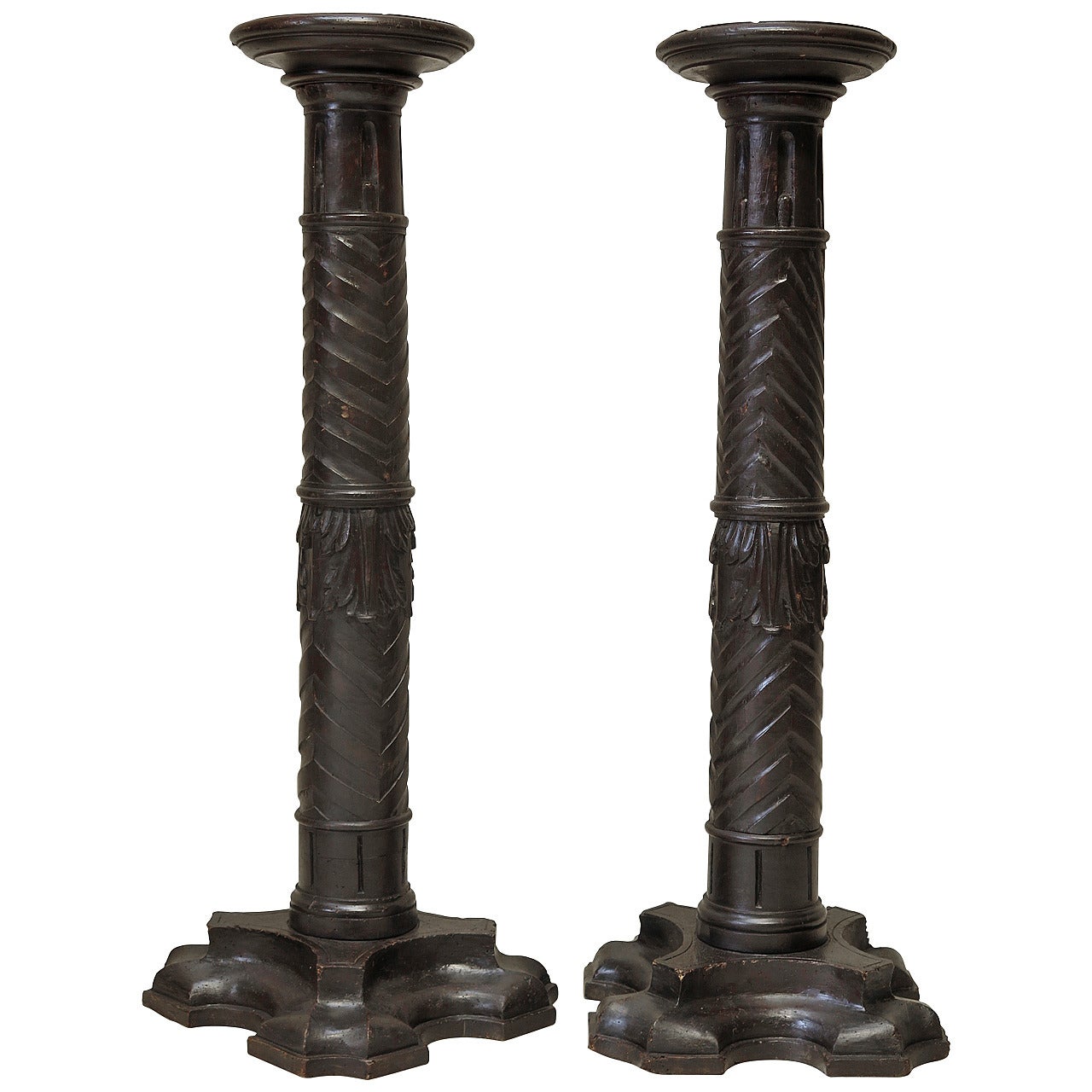 Pair of Carved Wood Pedestals - France, 18th Century For Sale