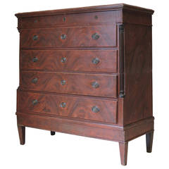 Antique Empire Style Chest of Drawers with Painted Trompe L'Oeil, France, 19th Century