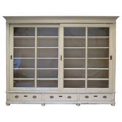 Elegant Bookcase with Sliding Glass Doors, France, Early 20th Century