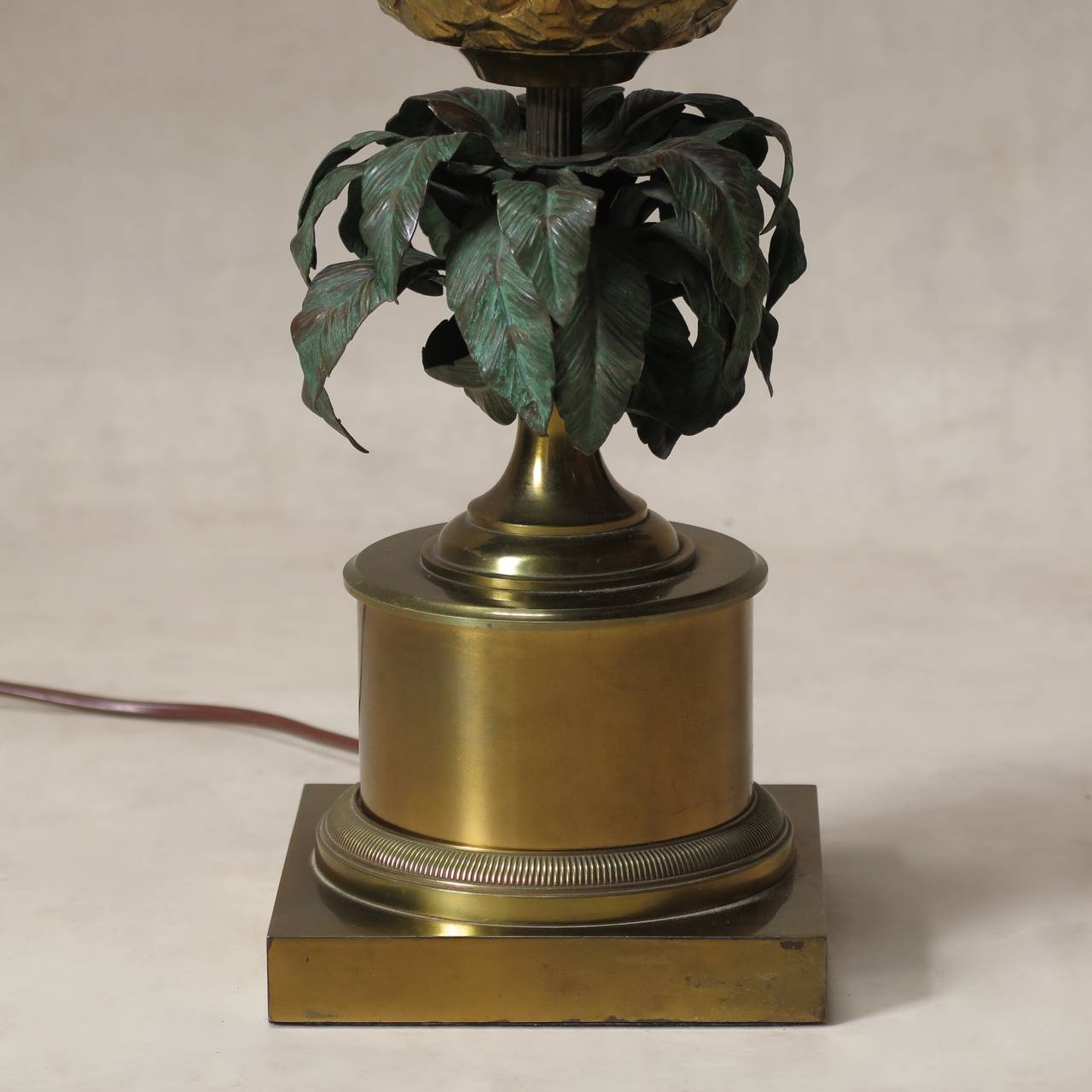 Bronze Pineapple Lamp by Maison Charles, France, 1940s 1