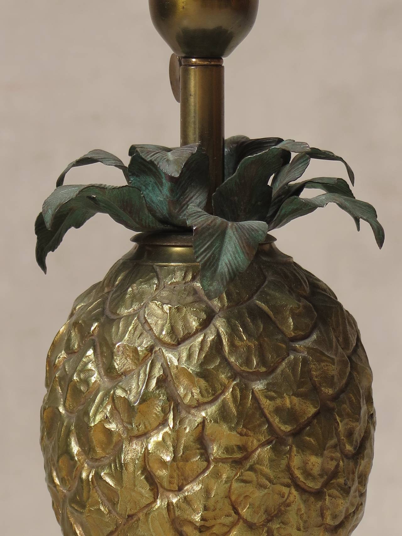 French Bronze Pineapple Lamp by Maison Charles, France, 1940s