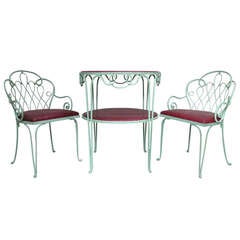 Wrought-Iron Chairs & Table - France, 1950s