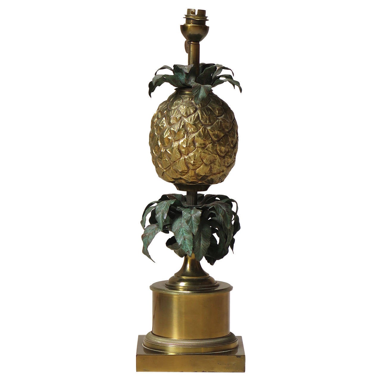 Bronze Pineapple Lamp by Maison Charles, France, 1940s at 1stDibs