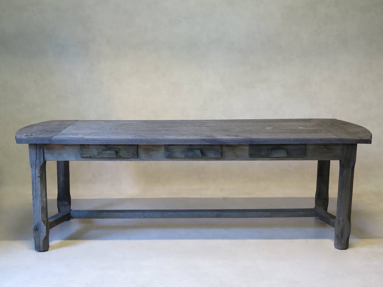 Country Large Weathered Oak Dining Table, France Early 1900s