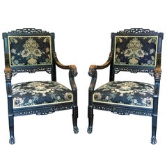 Pair of Asian Style Armchairs - France, 19th Century