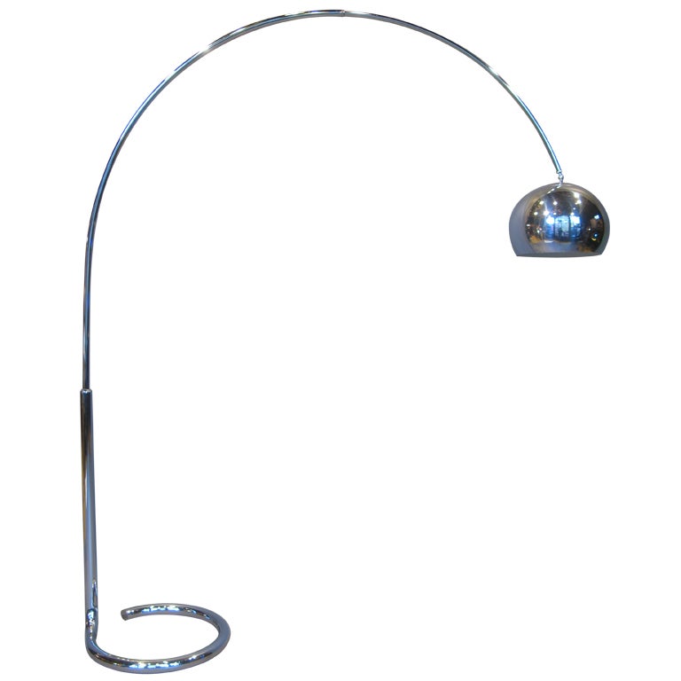 Chrome Arc Floor Lamp with Telescopic Arm France, 1950s at 1stDibs