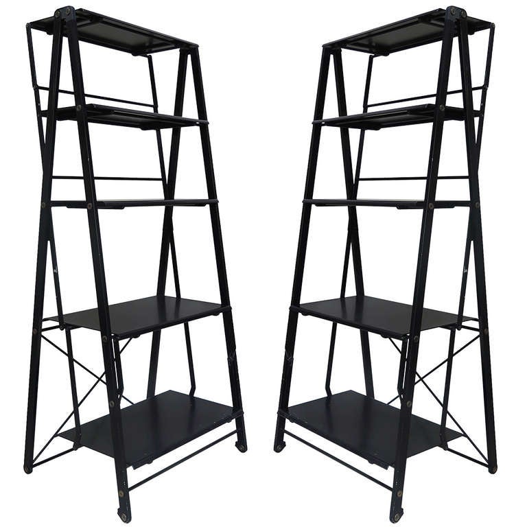 Pair of Tall Folding Aluminium Shelves at 1stDibs