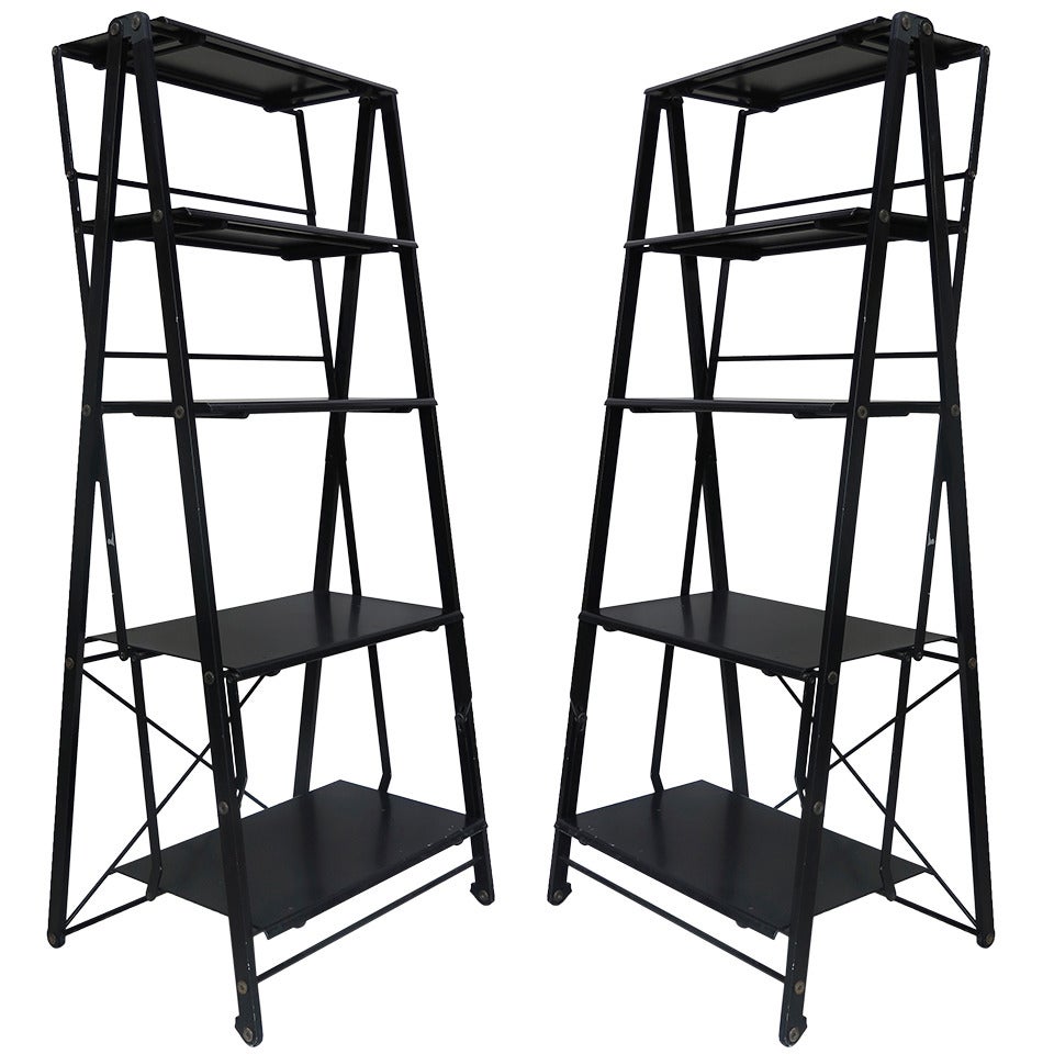 Pair of Tall Folding Aluminium Shelves