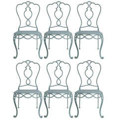 Elegant Set of 6 Wrought Iron Chairs - France, 1940s