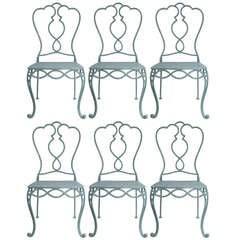 Elegant Set of 6 Wrought Iron Chairs - France, 1940s