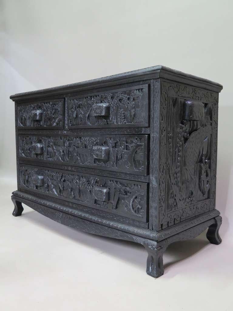 Mid-20th Century Elaborately Carved Chinese Commode - ca. 1950s