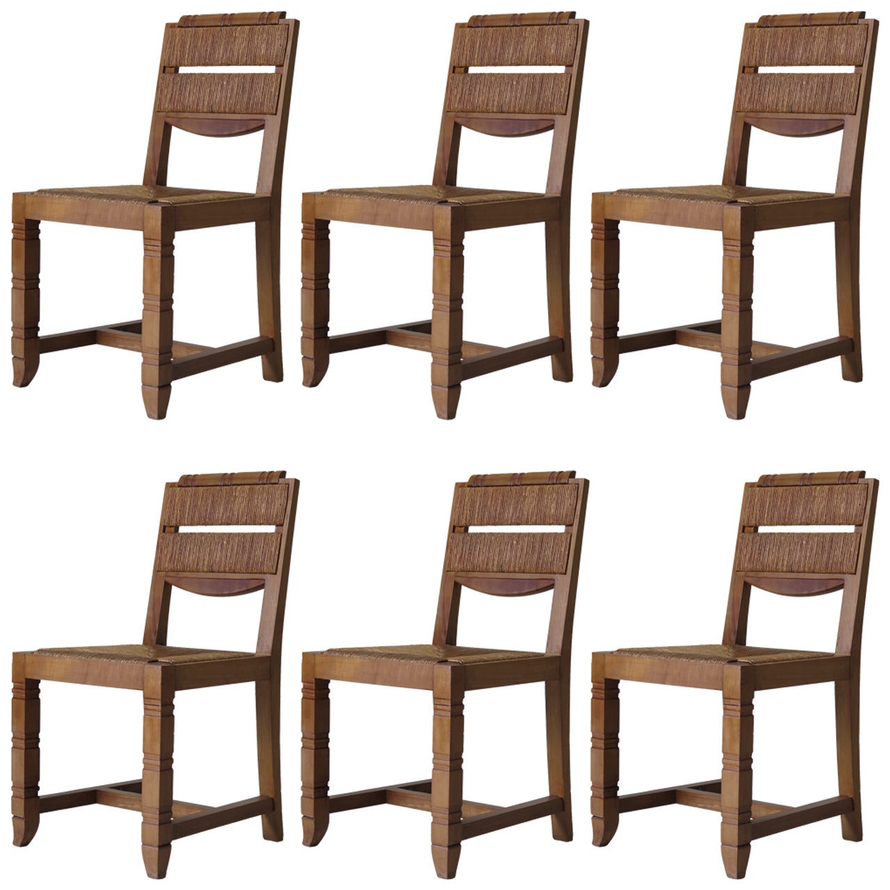 Set of Six Art Deco Dining Chairs, France 1940s