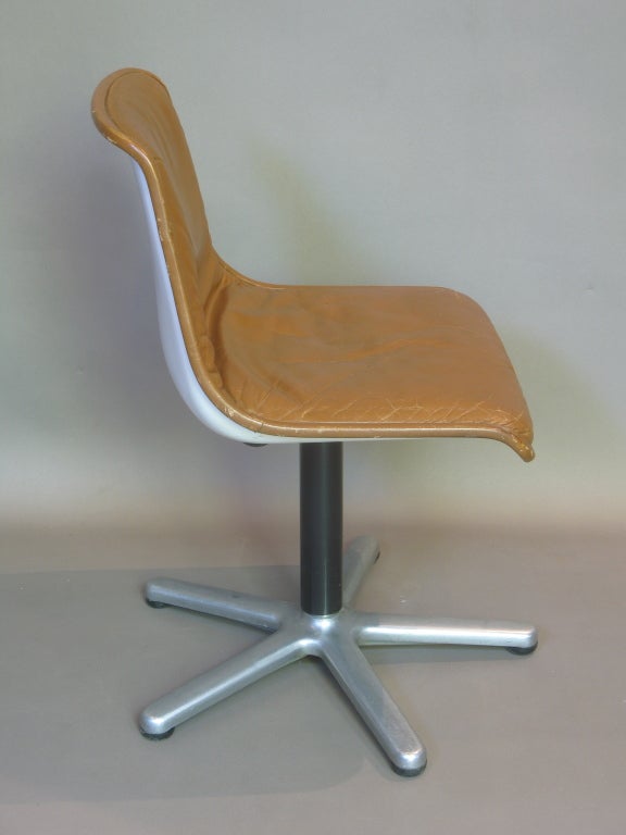 20th Century Set of Four Leather Mid-Century Desk or Dining Chairs For Sale