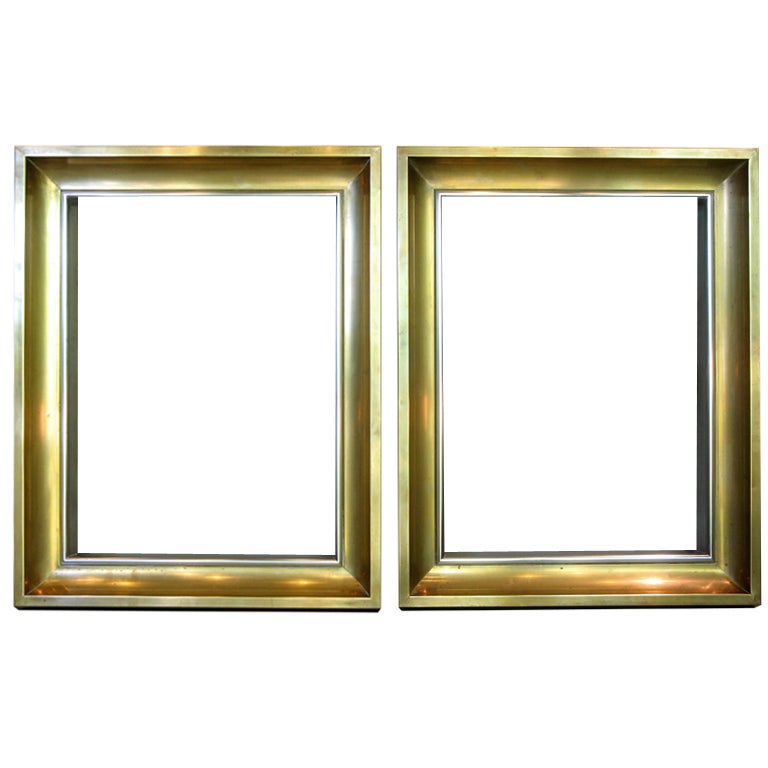 Pair of Brass and Chrome Frames For Sale