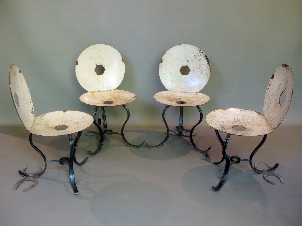 French Set of Four Folk Art Chairs For Sale