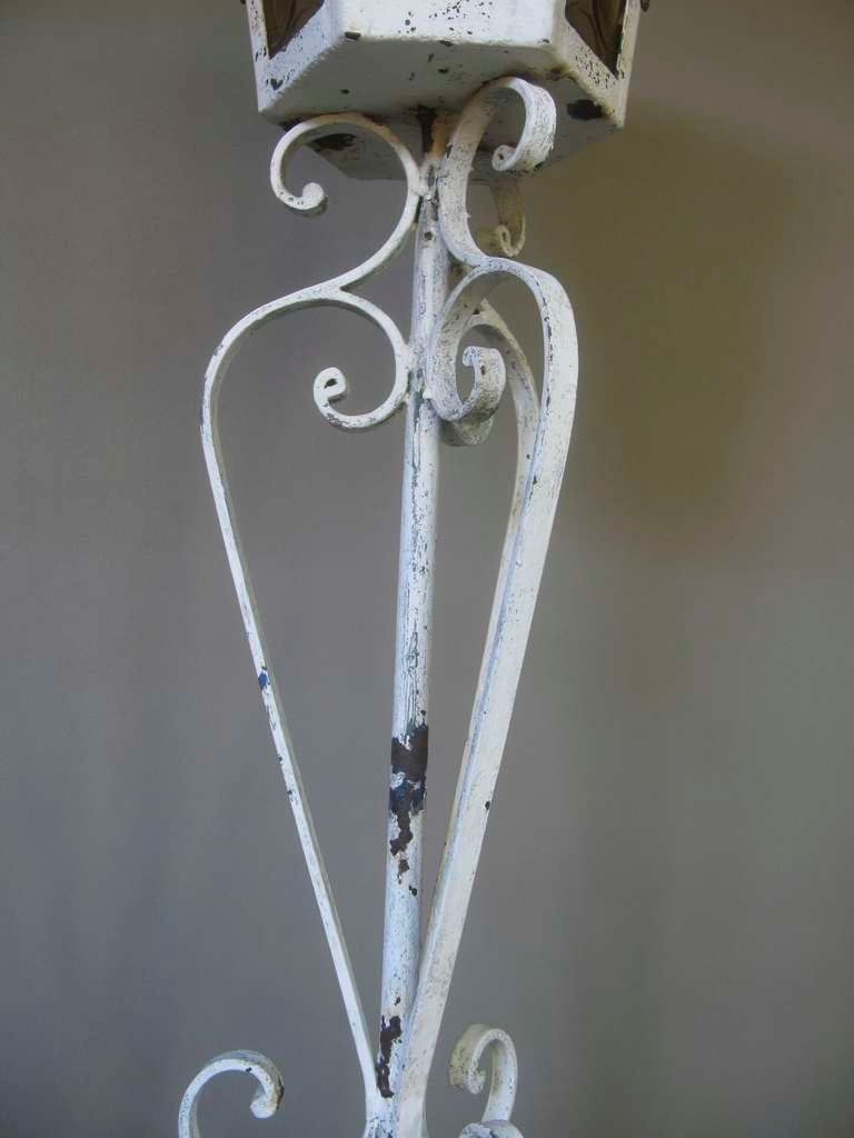 Tall Pair Of French 1950s Wrought Iron Floor Lamps For Sale 3