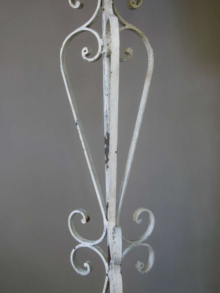 Tall Pair Of French 1950s Wrought Iron Floor Lamps For Sale 4