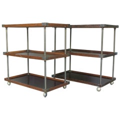Pair of French Polished Trolleys