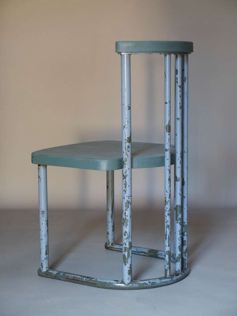 Set of 5 Tubular Metal Chairs - France ca. 1960s In Excellent Condition In Isle Sur La Sorgue, Vaucluse