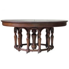 Oval Extending Walnut Dining Table, France, 19th Century
