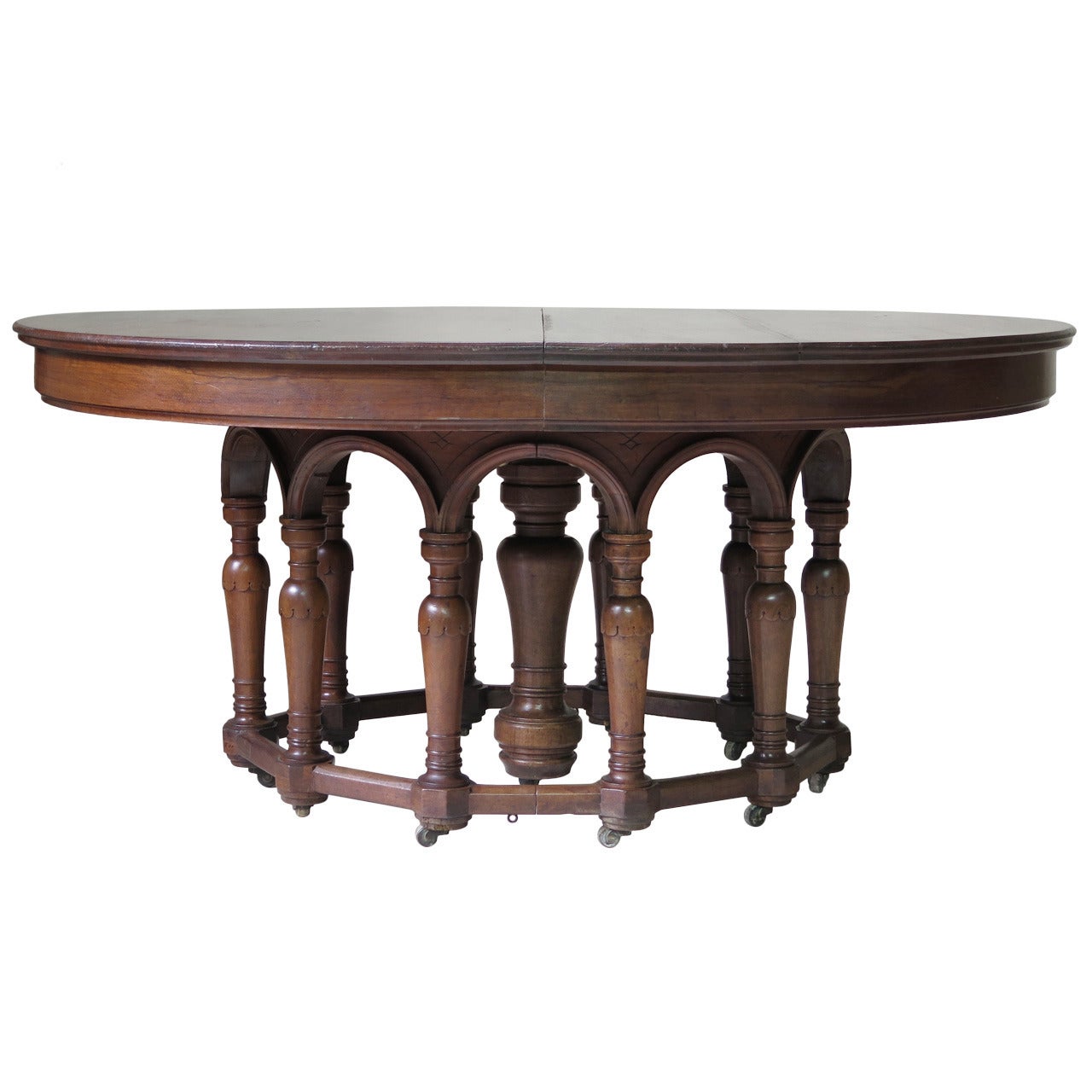 Oval Extending Walnut Dining Table, France, 19th Century