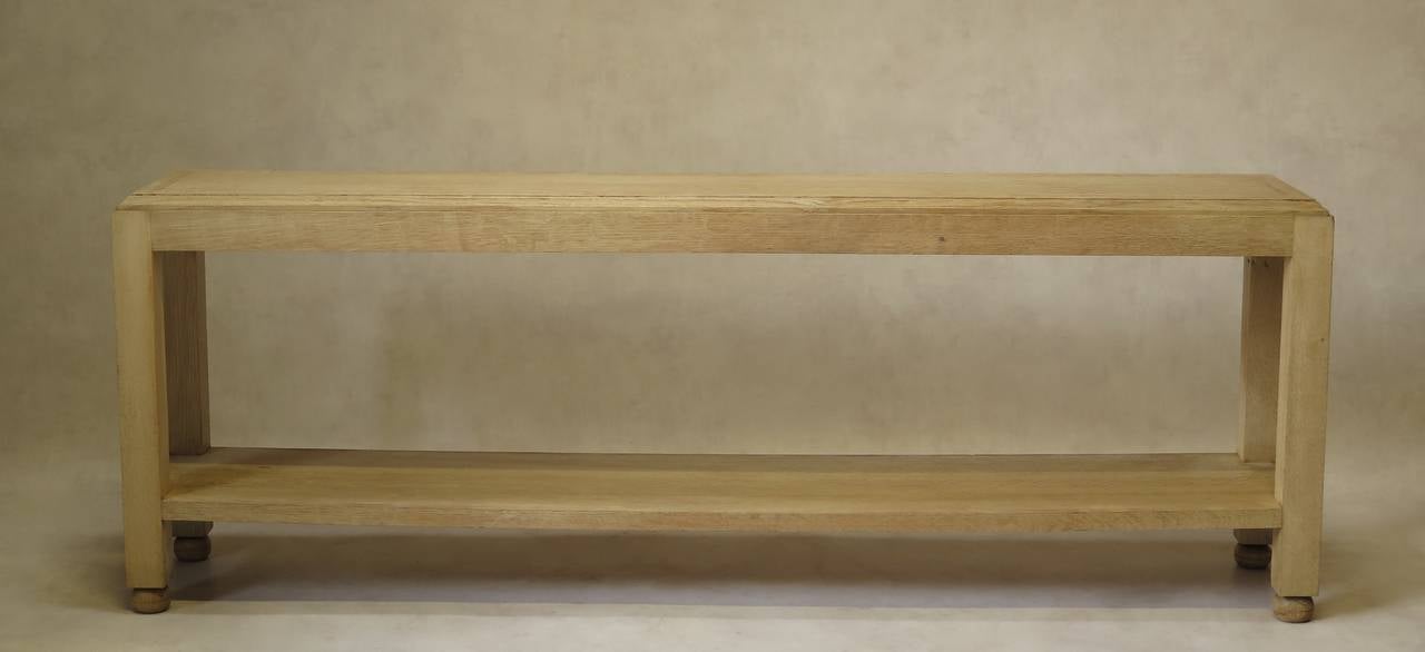 French Chic Brushed Oak Console - France, 1940s