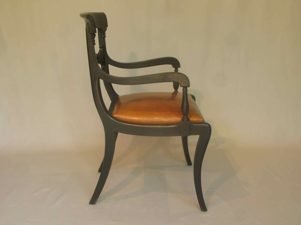 French Set of 4 Klismos-Style Chairs For Sale