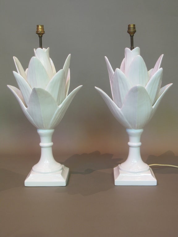 Mid-Century Modern Pair of French Ceramic Lamps