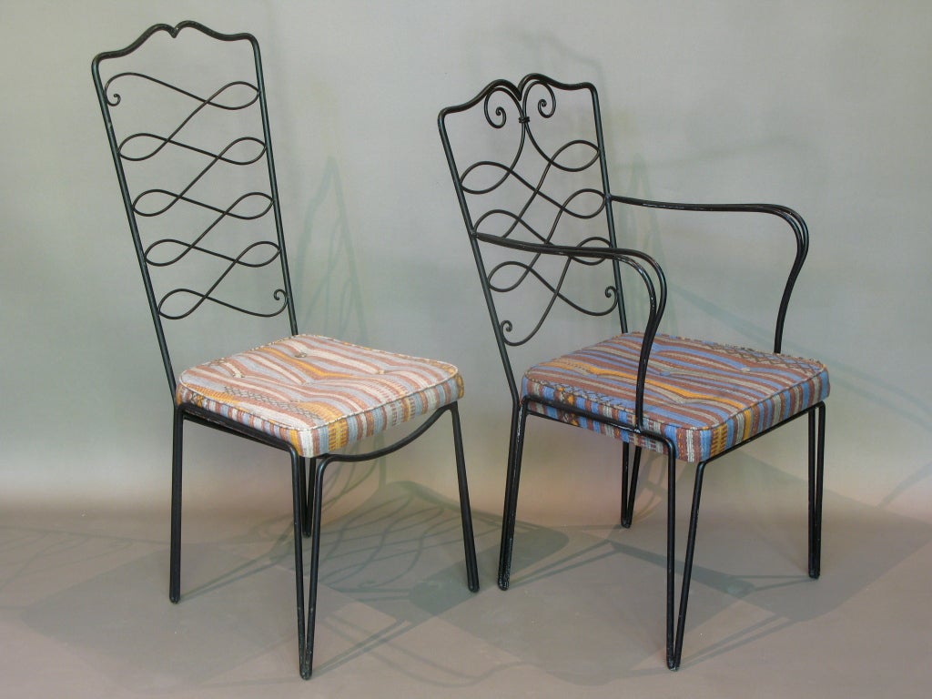 Mid-20th Century French 1940s Ten-Piece Chair Set by René Drouet For Sale